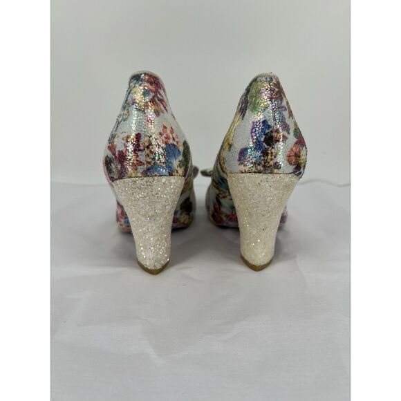 Irregular Choice Nick Of Time Floral Sparkling Cream Heels Size 41 US 10 - Picture 10 of 16